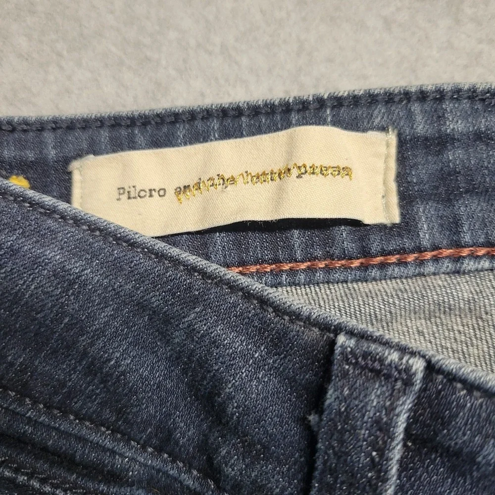 Pilcro and the Letterpress Flare Jeans Dark Wash Mid Rise Denim Size 24